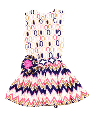 Drop Waist Dress with a Flower Sash