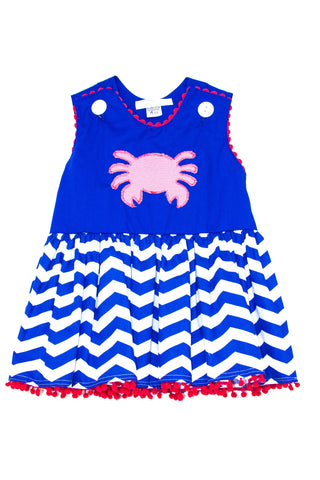 Blue Beach Dress with a Red Crab