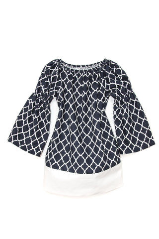 Little Lady In Navy, Dress with Bell Sleeves