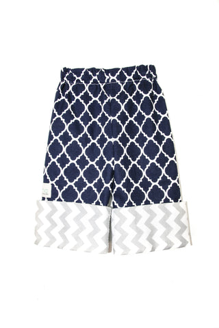 Navy and Grey Cuffed Pants