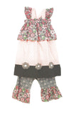 Swing Top Ruffled Pants Set in Pink and Grey