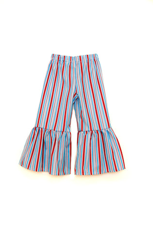 Blue and Red Ruffled Pants