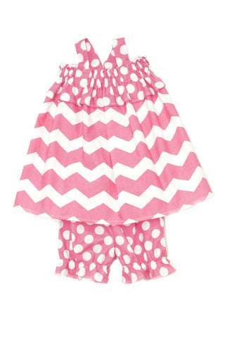 Summer Swing Top in Pink and White Chevron