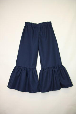 Navy Single Ruffle Pants