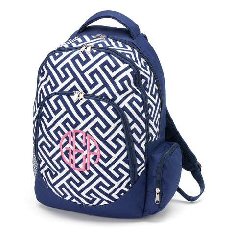 Navy Greek Key Backpack