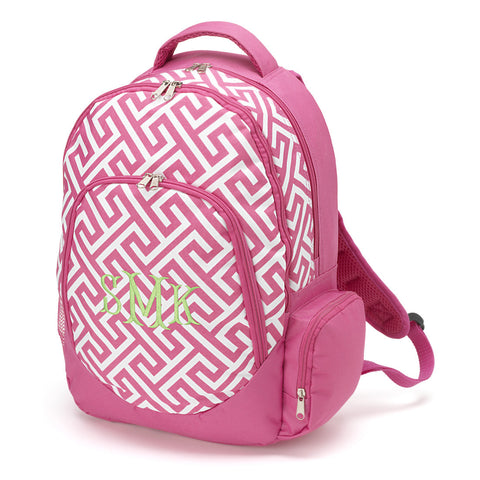 Pink Greek Key Backpack