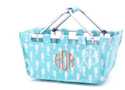 Aqua Seahorse Market Tote